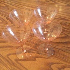 Vintage Kitchen - Vintage set of 4 pink depression cocktail glasses+ Vintage Kitchen - Vintage set of 4 pink depression cocktail glasses+